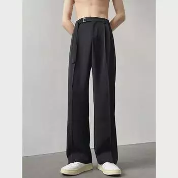 Мужские модные японские легкие роскошные брюки широкого покроя L чёрный