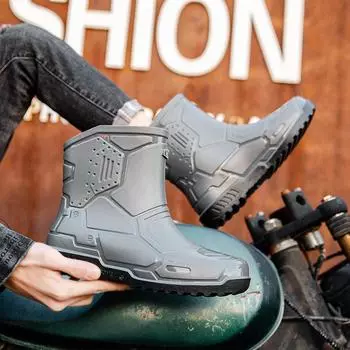 Мужские модные резиновые сапоги на платформе, нескользящая непромокаемая обувь, черные резиновые сапоги со средним бочонком, новая обувь для рыбалки, размер 36-45 36