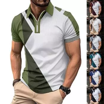 Мужские модные рубашки-поло, летняя тонкая футболка с лацканами одного цвета с короткими рукавами, пуловер на молнии для гольфа, топ, деловая повседневная рубашка S серый