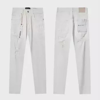 Мужские модные рваные фиолетовые джинсы в корейском стиле - осенняя коллекция 36 белый