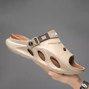 Мужские модные шлепанцы из ЭВА, нескользящие быстросохнущие тапочки с открытым носком для прогулок в помещении и на свежем воздухе, мужские летние пляжные шлепанцы 40 чёрный