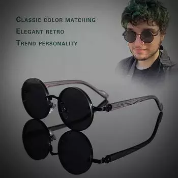 Мужские модные солнцезащитные очки в круглой оправе с дужками, имитирующими деревянное зерно, без оправы из металла для повседневной носки и отдыха черный серый
