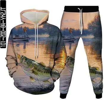 Мужские модные спортивные костюмы Акула Дельфин Рыба Креативная одежда с 3D принтом животных Толстовка + брюки Женская повседневная спортивная одежда Размер S-6XL M