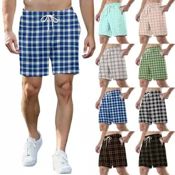 Мужские модные спортивные шорты с принтом, эластичный пояс, карманы, спортивные шорты L бежевый