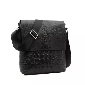 Мужские модные сумки на плечо из искусственной кожи с узором крокодила, деловые маленькие сумки, мягкая кожаная сумка, повседневная сумка на плечо 24*6*26cm чёрный