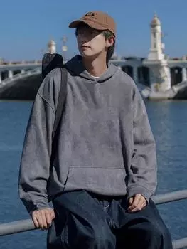 Мужские модные свитера с капюшоном, весенне-осенние мужские свободные толстовки с длинными рукавами, модные мужские однотонные топы M
