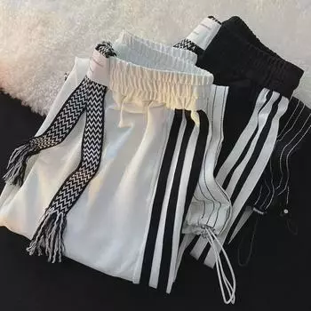 Мужские модные свободные длинные брюки в стиле Харадзюку - молодежные осенние повседневные спортивные брюки M белый