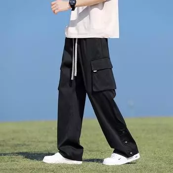 Мужские модные свободные повседневные брюки с эластичным поясом XL серый