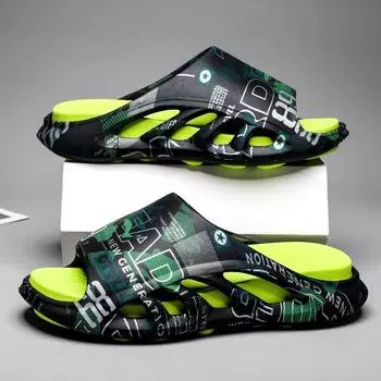 Мужские модные тапочки по бокам, домашние и уличные мужские шлепанцы, сандалии, пляжная повседневная обувь, шлепанцы на мягкой подошве, мужские сандалии 2024 40