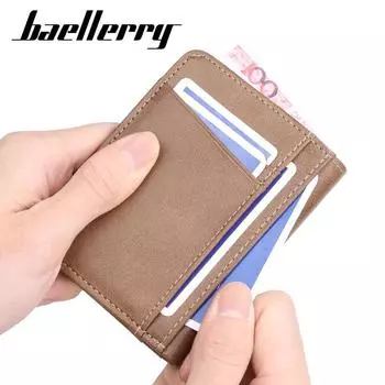 Мужские модные тонкие кошельки с держателями для карт, классический двойной кошелек из искусственной кожи, короткий кошелек для монет 11cm*8.5cm*1.5cm чёрный