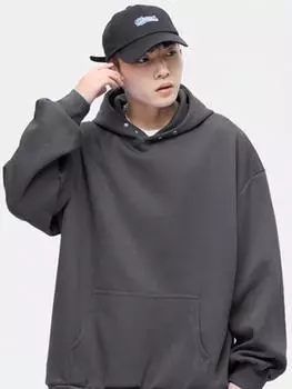 Мужские модные топы, свитера с капюшоном, весенне-осенние мужские свободные толстовки с длинными рукавами, модные мужские однотонные топы S коричневый