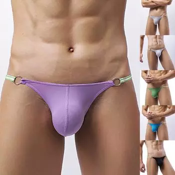 Мужские модные трусики с тонким поясом и кольцом, сексуальные трусы с низкой талией L