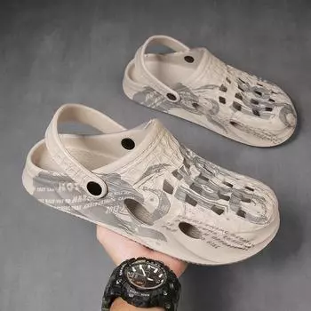 Мужские модные туфли EVA Hole: Летние пляжные тапочки Hollow Bird s Nest с толстой подошвой 41 хаки