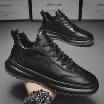 Мужские модные туфли из микрофибры и кожи: Теплые, нескользящие, повседневные и деловые модели для осени и зимы Size 39