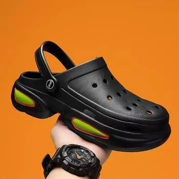 Мужские модные туфли с дырочками, нескользящие пляжные туфли на толстой подошве для увеличения роста, износостойкие повседневные универсальные сандалии 39 серый