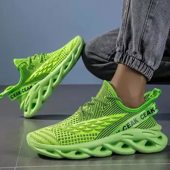 Мужские модные туфли с лезвиями, сверхлегкие кроссовки для бега, повседневная спортивная обувь, обувь больших размеров из рыбьей чешуи, 39-47 39 зелёный