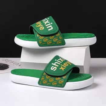 Мужские модные уличные тапочки на липучке, дышащая обувь, пляжная обувь 39 чёрный