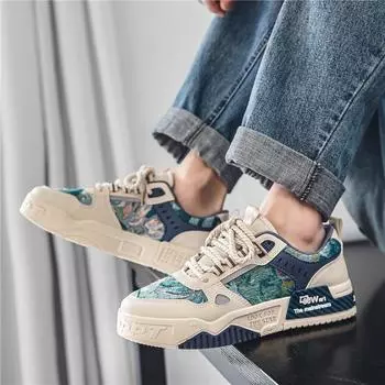 Мужские модные уличные туфли для скейтбординга на толстой подошве, нескользящие повседневные спортивные туфли со шнуровкой для активного отдыха на природе 39 синий