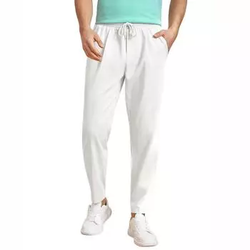 Мужские модные универсальные повседневные однотонные формальные брюки с карманами и шнурком L белый