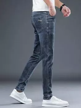 Мужские модные узкие прямые джинсы Xintang с буквенным принтом — всесезонный повседневный стиль 34 (27 inches) 160 jin