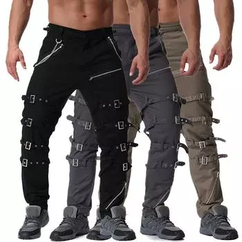 Мужские модные винтажные хлопковые брюки-карго с несколькими молниями на открытом воздухе, длинные брюки-карго 30 чёрный
