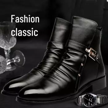 Мужские модные высокие кожаные ботинки с острым носком - весна и осень, корейский стиль, британские ботинки Martin 41