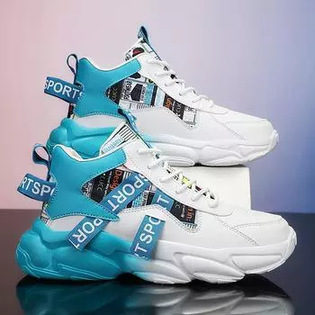 Мужские модные высокие кроссовки большого размера: Модные повседневные туфли для пап на толстой подошве 38