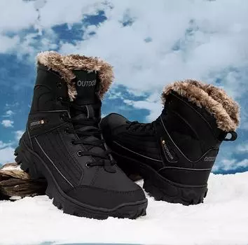 Мужские модные высокие сапоги Угги и меховые сапоги Утепленные ботинки Зимние сапоги Размер 40-48