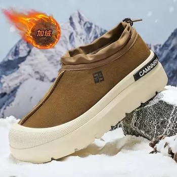 Мужские модные зимние ботинки, мужские зимние ботинки, утолщенные, бархатные, увеличивающие рост, в британском стиле, повседневные, новое поступление 39 чёрный