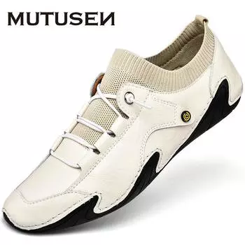 Мужские мокасины 2024 года, новейшая кожаная обувь, мужская повседневная обувь, мокасины, дышащие кроссовки, мужская обувь для вождения, удобные туфли на плоской подошве, большой размер 46 46