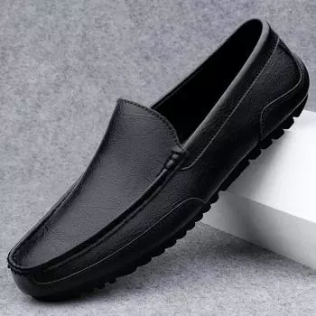 Мужские мокасины без шнурков на повседневной обуви 39 чёрный