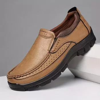 Мужские мокасины без застежек, повседневная обувь из кожи, прочная обувь для ходьбы, удобная повседневная и нескользящая обувь для улицы US 6.5(EUR 39)