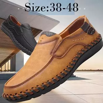 Мужские мокасины, большие размеры 38, 48. Мужская обувь. Мужская повседневная обувь. Обувь для вождения автомобиля. 38 чёрный