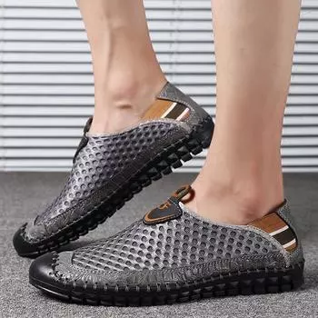 Мужские мокасины большого размера, модная летняя мужская дышащая повседневная обувь, спортивная обувь на открытом воздухе 38 белый