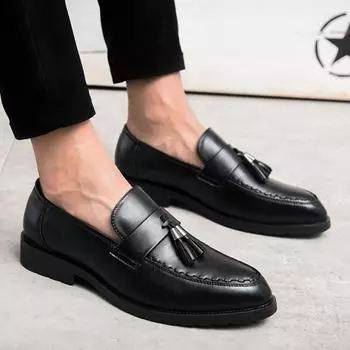 Мужские мокасины для улицы, кожаные туфли Penny, элегантные повседневные туфли для свадебной вечеринки, черные туфли с кисточками для мужчин, мокасины 38
