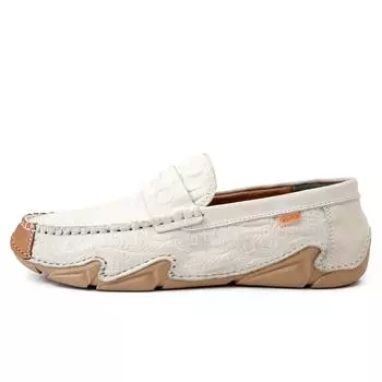 Мужские мокасины для вождения из натуральной кожи, свободные мокасины без застежек, роскошные мокасины класса люкс, повседневная обувь 38 бежевый