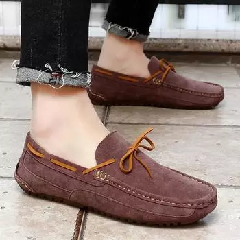 Мужские мокасины для вождения, повседневные туфли без застежек, туфли больших размеров EU: 38 коричневый