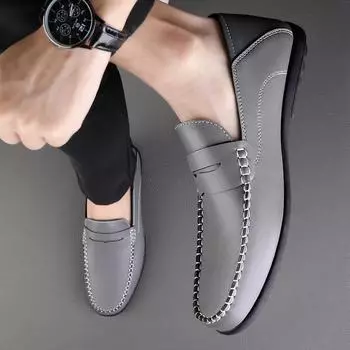 Мужские мокасины для вождения, удобная обувь на плоской подошве, повседневная летняя обувь без шнуровки, уличная обувь больших размеров, нескользящая обувь для воды EU: 38 чёрный