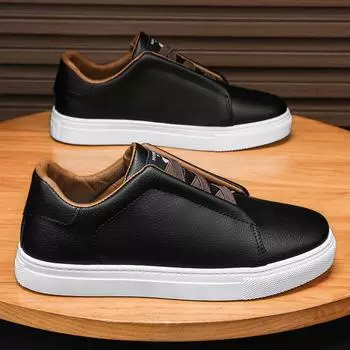 Мужские мокасины из искусственной кожи, повседневные теннисные кроссовки для мужчин 2024 года, удобные мокасины, модная обувь для активного отдыха 39 чёрный