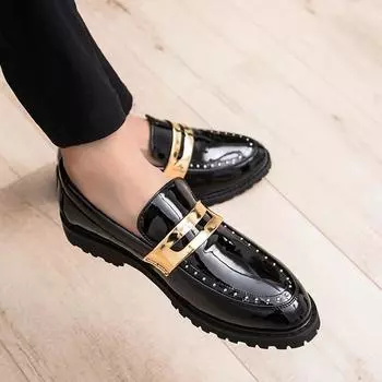 Мужские мокасины из кожи Slip-On Повседневные мужские туфли-броги Обувь для офиса Обувь-оксфорды для мужчин Модная обувь для клубных вечеринок Дизайнерская обувь 6.5