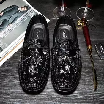 Мужские мокасины из натуральной кожи, блестящие, индивидуальные, мужские туфли для вождения, новый дизайн, легкие повседневные туфли без застежек, мокасины 37 чёрный