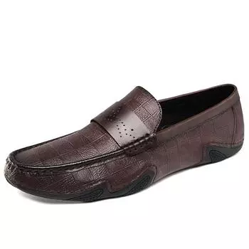 Мужские мокасины из натуральной кожи, лоферы без шнуровки, обувь для вождения 39 чёрный