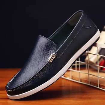 Мужские мокасины из натуральной кожи, мужская повседневная обувь, люксовый бренд, модная дышащая обувь, нескользящие простые кроссовки 38