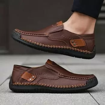Мужские мокасины из натуральной кожи, повседневная мужская обувь, мужская обувь на плоской подошве, обувь для вождения, прогулочная обувь, офисные туфли, мужские туфли 38 чёрный