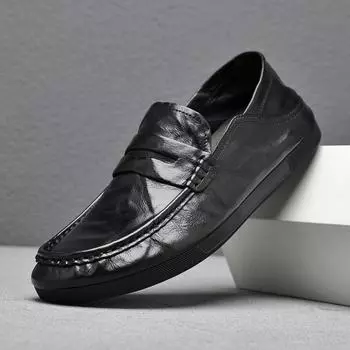 Мужские мокасины из натуральной кожи — повседневные деловые туфли, мягкая подошва, удобные и стильные 39