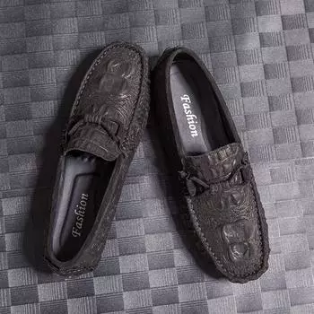 Мужские мокасины из натуральной кожи, размер 38-45, слипоны, мужские мокасины для вождения на плоской подошве, повседневные мокасины, удобные мужские мокасины из крокодиловой кожи 41