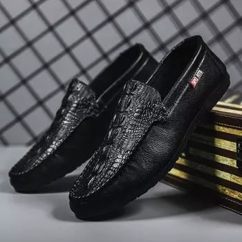 Мужские мокасины Кожаная обувь для мужчин Повседневная обувь Мокасины Дышащие кроссовки Мужская обувь для вождения Комфортные туфли на плоской подошве 6.5