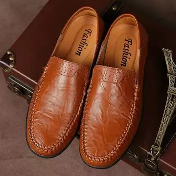 Мужские мокасины Кожаная обувь для мужчин Повседневная обувь Мокасины Дышащие кроссовки Мужская обувь для вождения Комфортные туфли на плоской подошве 40 чёрный