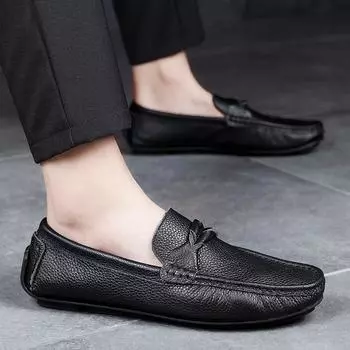 Мужские мокасины, летние туфли из мягкой натуральной кожи, деловая повседневная обувь, мужские мокасины, легкие дышащие туфли класса люкс для вождения 38
