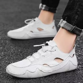 Мужские мокасины, лоферы, обувь для вождения, удобная повседневная обувь на плоской подошве без шнуровки, летняя уличная обувь больших размеров, противоскользящая EU: 38 серый